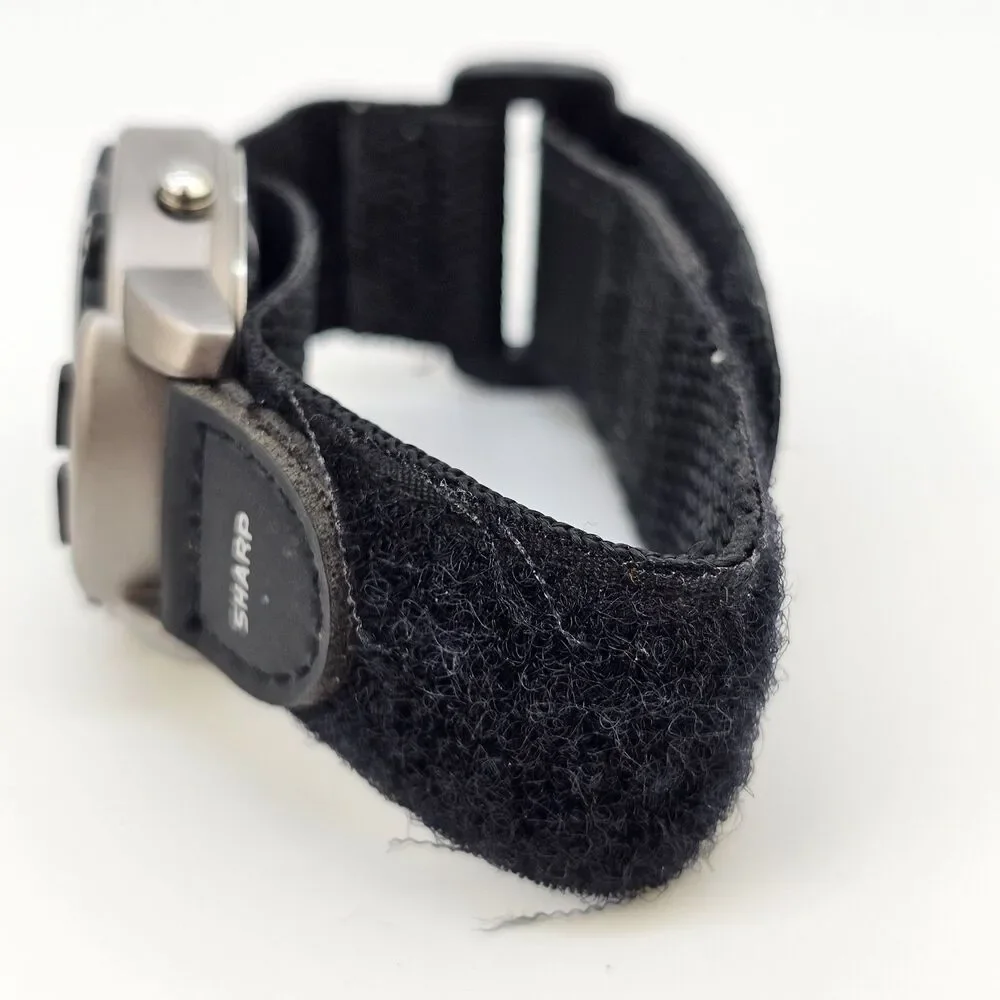 VTG Sharp Men's Digital Watch 40MM Large Gray Case Black Canvas Band New Battery